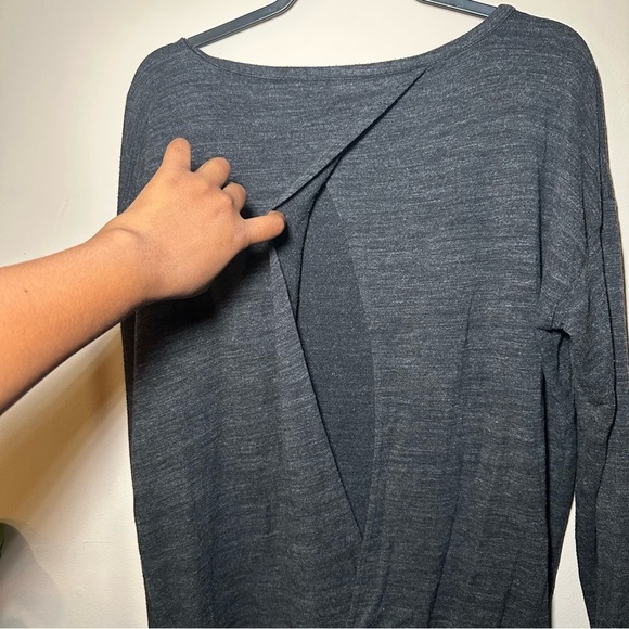 Lou & Grey Signaturesoft Charcoal Knit Open Back Long Sleeve Top Size Large - Picture 14 of 16